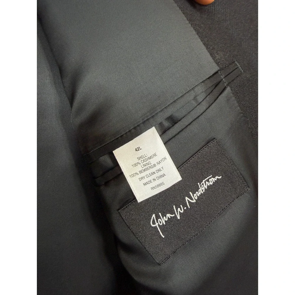 John W Nordstrom Black 100% Cashmere Suit Jacket Blazer Men's 42L
